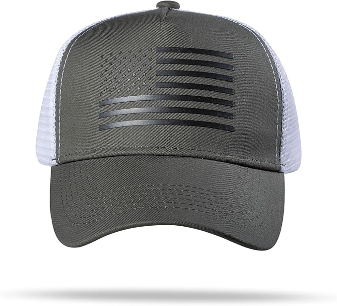 American Flag Trucker Hat - Snapback Hat, Baseball Cap for Men Women - Breathable Mesh Side, Adjustable Fit - for Casual Wear