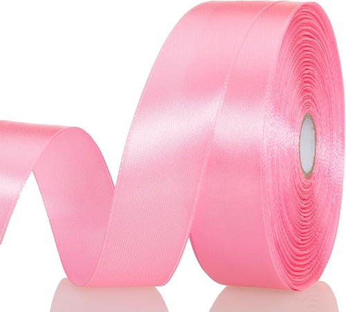 1 Inch Flamingo Pink Solid Satin Ribbon, 50 Yards Craft Fabric Ribbon by YASEO