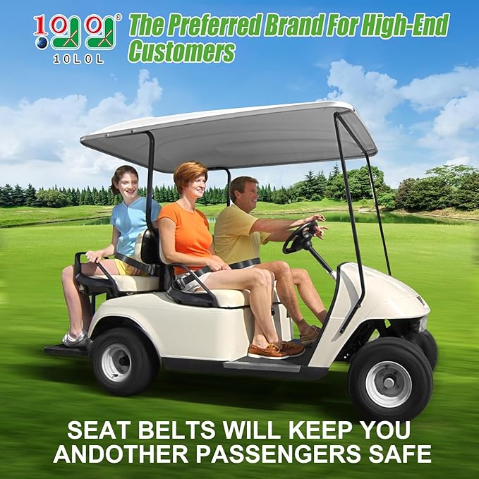 10L0L 4 Passenger (2+2) Golf Cart Seat Belt Kit for EZGO, Yamaha, Club Car, Fits Front Rear Seat, with Bracket