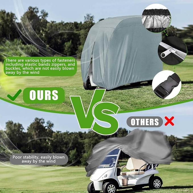 KISEER 4 Passenger 420D Waterproof Golf Cart Cover fits EZ GO Club Car Yamaha, Sunproof Dustproof