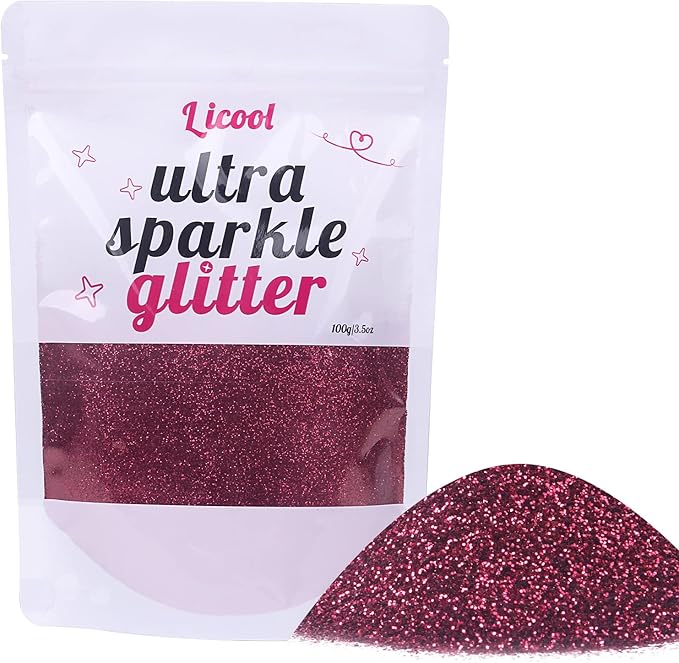 Fine Glitter for Nail Art, 100g/3.5oz Extra Fine Glitter Powder Packs for Epoxy by LICOOL+GLITTER