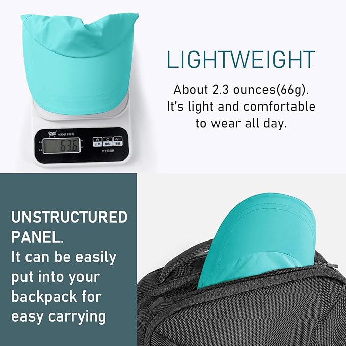 Mens Water-Resistant Baseball Cap Womens Rain Hat Foldable Outdoor Running Sun Fishing hat