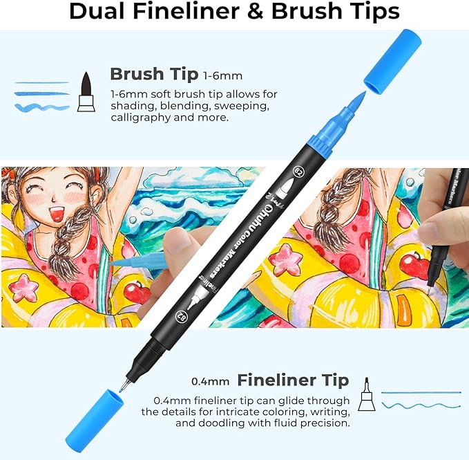 Ohuhu Markers for Adult Coloring Books No Bleeding 120 Colors Coloring Markers - Image 3