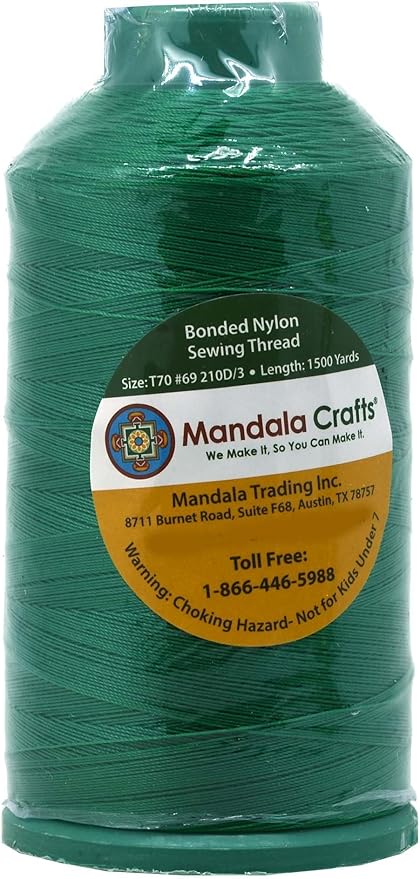 Mandala Crafts Bonded Nylon Thread Green Heavy Duty Sewing Threads - Image 2