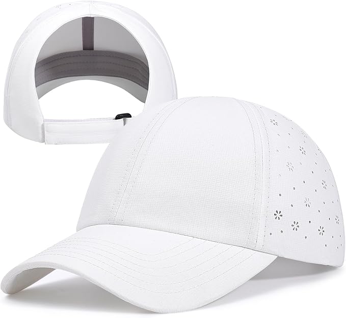 Women’s Ponytail Baseball Cap, Quick-Dry Sport Caps Hat with Breathable Daisy Perforations for Running, Tennis, Golf