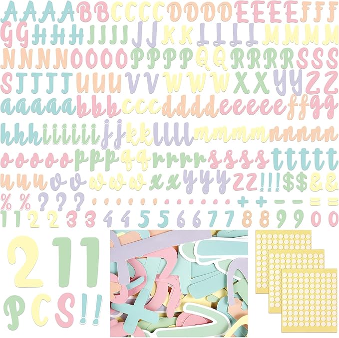 221 Pcs Bulletin Board Letters Round Alphabet Number Punctuation Symbol Combo by Humyoun