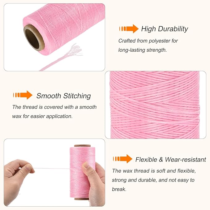 MECCANIXITY Waxed Thread, 284 Yard 0.8mm 150D Flat Wax Thread Polyester Waxed - Image 3