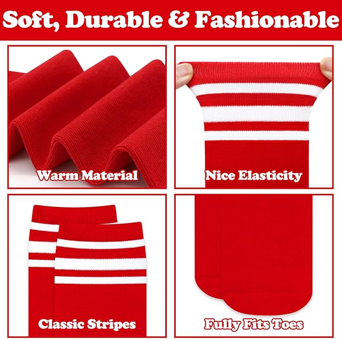 Sarfel Kids Soccer Socks Toddler Soccer Socks Girls Boys Soccer Socks Kids Tube Socks with Stripes Toddler Knee High Socks