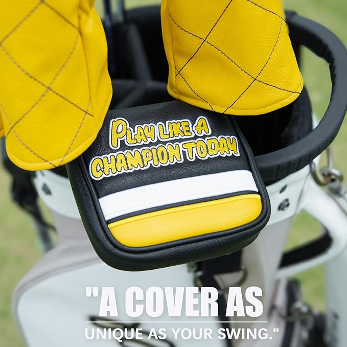Golf Headcovers Play Like A Champion Today Golf Club Head Covers Advanced Embroidery Premium Leather Driver Headcovers Fairway Wood Covers Hybrid Cover Golf Mallet Putter Cover for DF3 OZ1