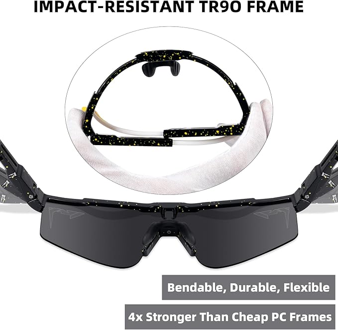 2-Sizes Kids Youth Baseball Sunglasses Men Women Vipers Sunglasses Softball Boys Girl True Polarization &UV Protection
