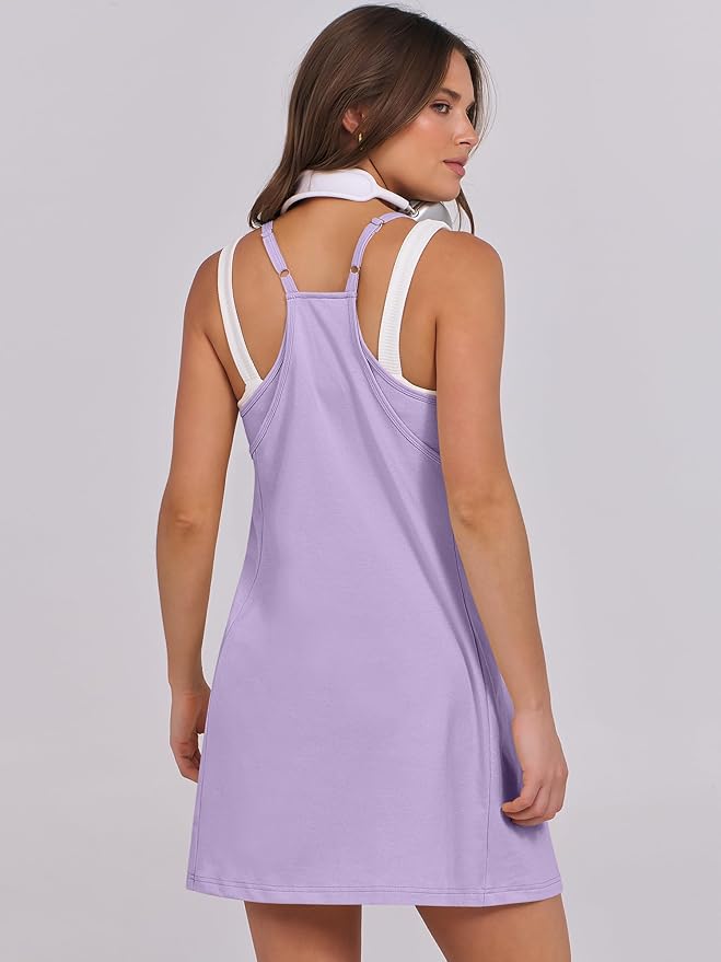 ANRABESS Women Summer Dress 2026 Beach Vacation Outfits Tennis Athletic Workout Romper Dress Built in Shorts Travel Clothes