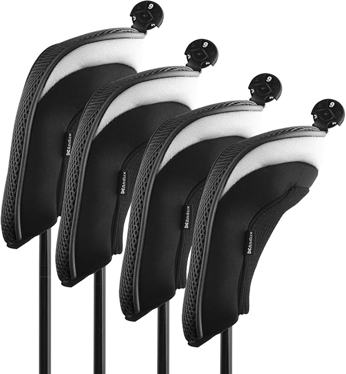 Andux Mesh Golf Hybrid Club Head Covers with Dial Number Tags, 4pcs/Set
