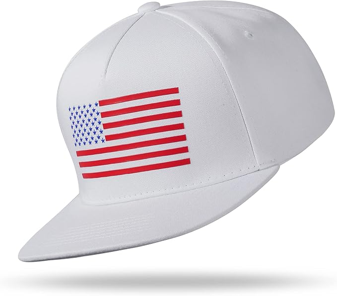UALON Baseball Cap, Snapback Trucker Hat for Men & Women with American Flag and Adjustable, Breathable Mesh, Flat Bill Hats