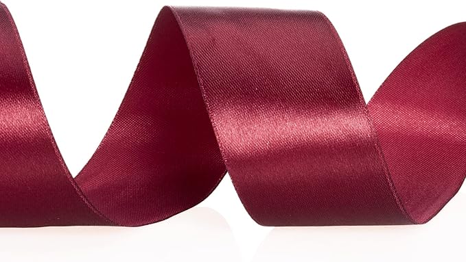 1 1/2 Inch Wine Red Solid Satin Ribbon, 50 Yards Craft Fabric Ribbon - Image 4