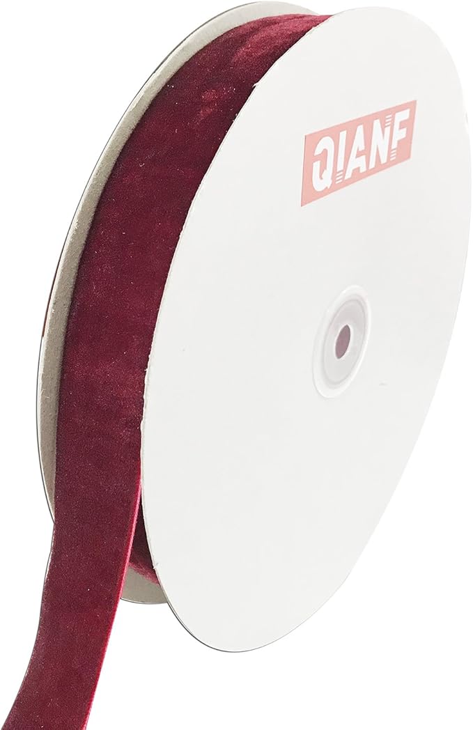 Vintage Burgundy Velvet Ribbon, 1 Inch X 25Yd by QIANF