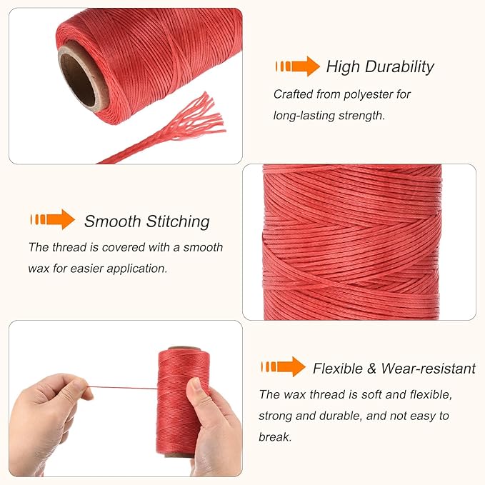 MECCANIXITY Waxed Thread, 197 Yard 1mm 210D Flat Wax Thread Polyester Waxed - Image 3