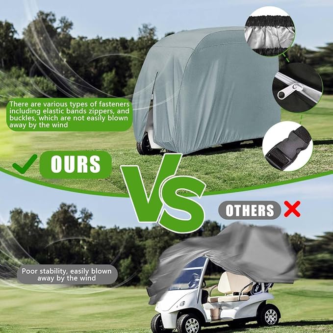 KISEER 4 Passenger 420D Waterproof Golf Cart Cover fits EZ GO Club Car Yamaha, Sunproof Dustproof