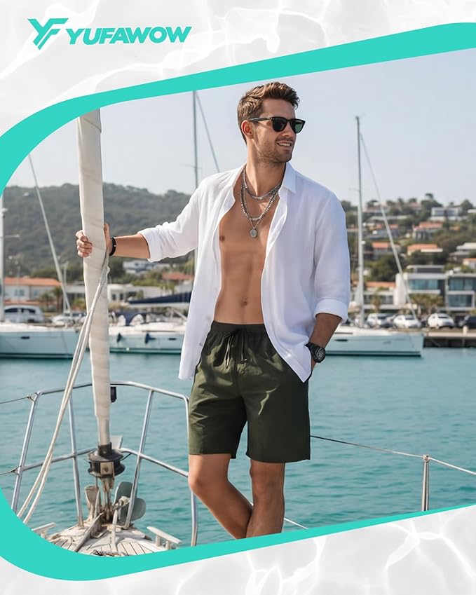 9 Inch Men Swim Trunks with Mesh Lining Quick Dry Breathable Pockets for Summer Beach Cruise Water Park Gym Running