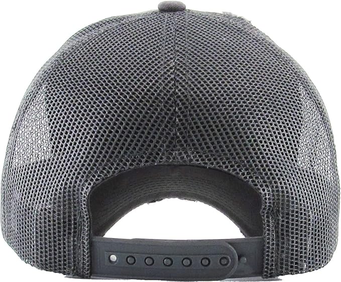 Funky Junque Trucker Hat for Women – Distressed Low Profile Western Camo Baseball Cap with Mesh, Trendy and Adjustable Fit