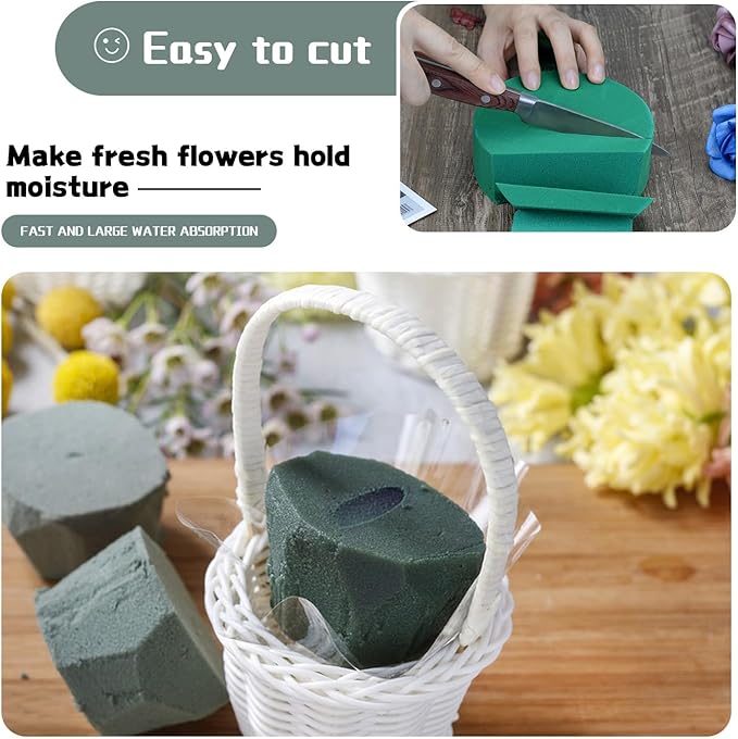 SupKing 8 Pcs Floral Foam Blocks 3.15" Round Green Wet Dry Flower Foam Florist - Image 3