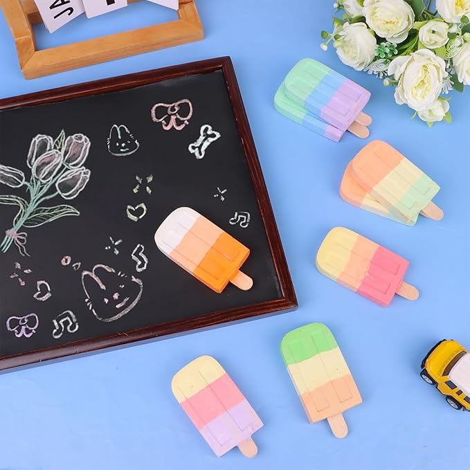 36Pcs Ice Cream Sidewalk Chalk Set Washable Sidewalk Chalks Kids Ch-alk - Image 7