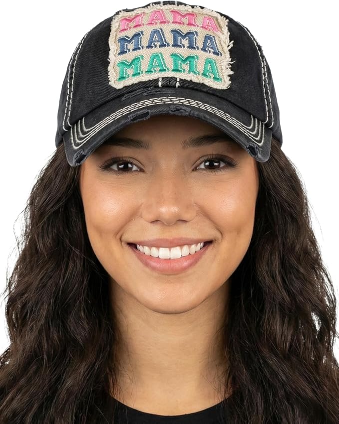 Funky Junque Distressed Vintage Baseball Cap - Embroidered Patch Women's Hat - Holiday, Lifestyle & Patriotic Designs
