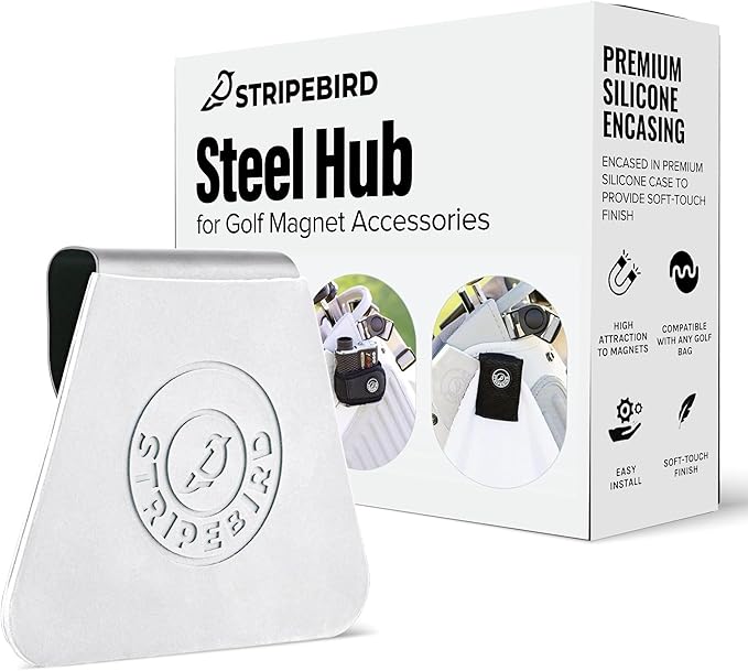 Stripebird - Steel Hub for Golf Magnet Accessories - Metal Attachment for Golf Bag Magnet Products - Easily Access Magnetic Golf Accessories from Your Golf Bag