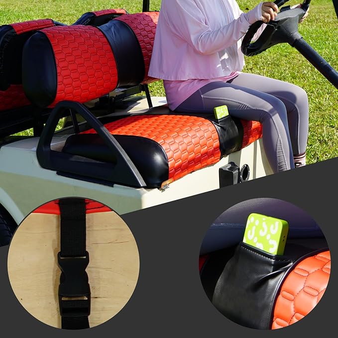 Golf Cart Seat Covers for EZGO TXT Club Car DS Gas or Electric OEM Regular Seat Cushion, No Staple, Golf Cart Vinyl Replacement Seat Cover