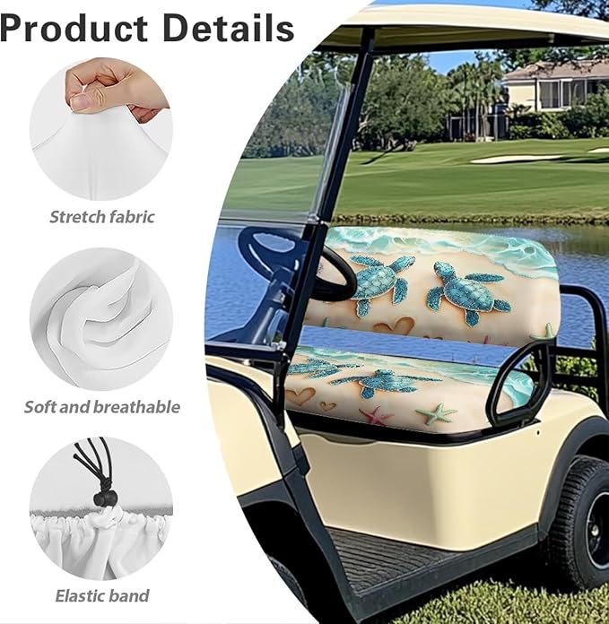 Suobstales Golf Cart Front and Rear Seat Cover Set for EZGO TXT RXV & Club Car DS 2 Passenger, Washable Bench Seat Covers Kit