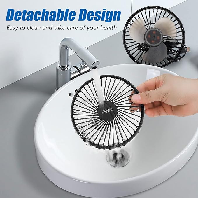 Roykaw Golf Cart Fan Portable USB Input Compatible with EZGO Club Car Yamaha, 3-speed Settings, 360 Degree Rotation, Long Lasting, Low Noise Designed, Quick Release & Won't Fall off