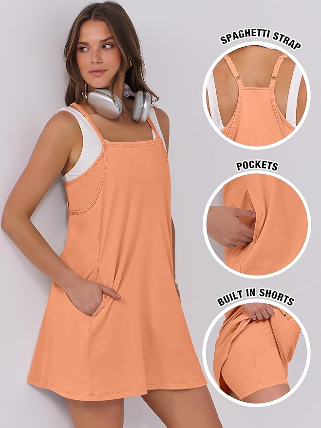 ANRABESS Women Summer Dress 2026 Beach Vacation Outfits Tennis Athletic Workout Romper Dress Built in Shorts Travel Clothes