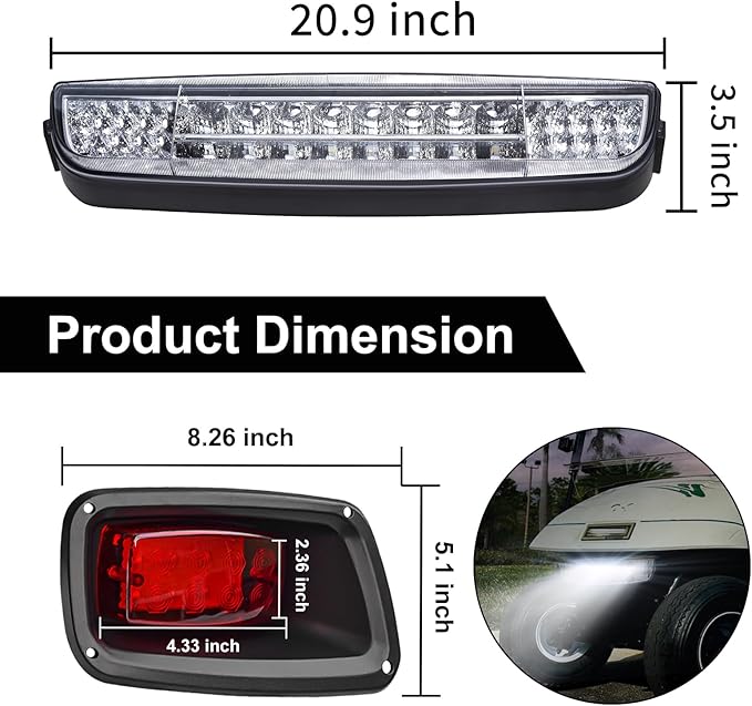 Golf Cart LED Light Kit for EZGO TXT 1996-2013 Gas&Electric Carts Deluxe Light Bar Kit 12V Street Legal LED Headlight Taillights Turn Signals Hazard Light Switch Horn Brake Pad