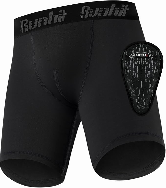 Runhit Boys Cup Underwear for Baseball Football, Youth Compression Shorts with Soft Protective Athletic Cup Boxer Brief