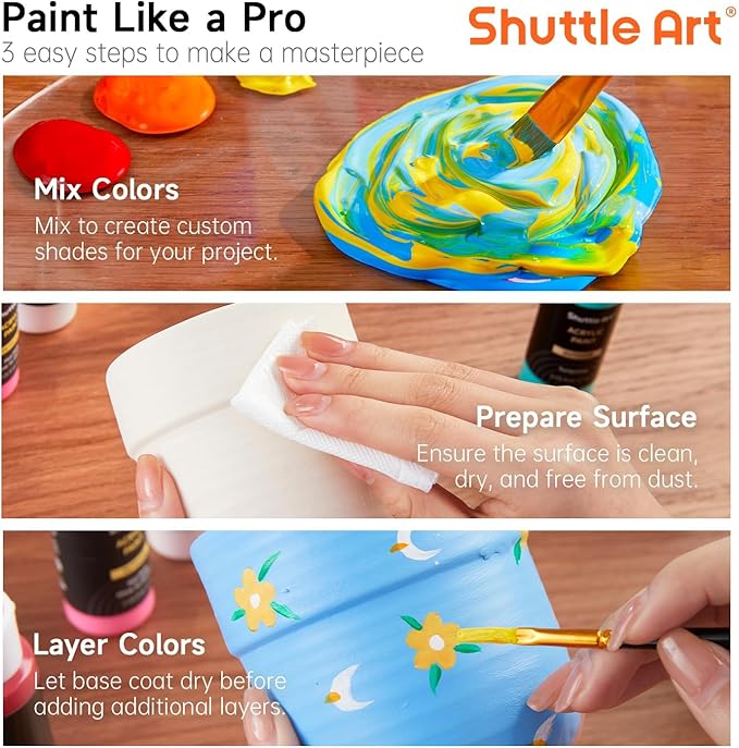 Shuttle Art Outdoor Acrylic Paint Set, 36 Colors 2oz/60ml Waterproof Acrylic - Image 6