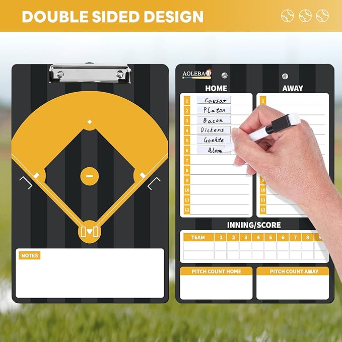 AOLEBA Baseball Lineup Board for Dugout,Dry Erase Magnetic Metal Baseball Clipboard for Coaches