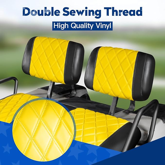 NOKINS Golf Cart Seat Covers Fit Club Car DS Pre-2000 OEM Standard Seat Cushion, Golf Cart Vinyl Diamond Front Seat Covers, Soft/Scratch-Resistant/No Stapler Needed
