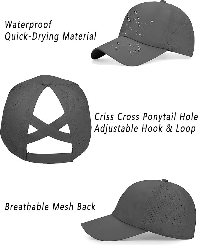 ZTL Women's High Ponytail Baseball Cap Performance Running Hat Quick Dry Mesh Sports Cap Unstructured Dad Trucker Hats