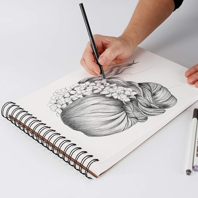 Bachmore Sketchpad 9X12 Inch, 100 Sheets of TOP Spiral Bound Sketch Book - Image 6