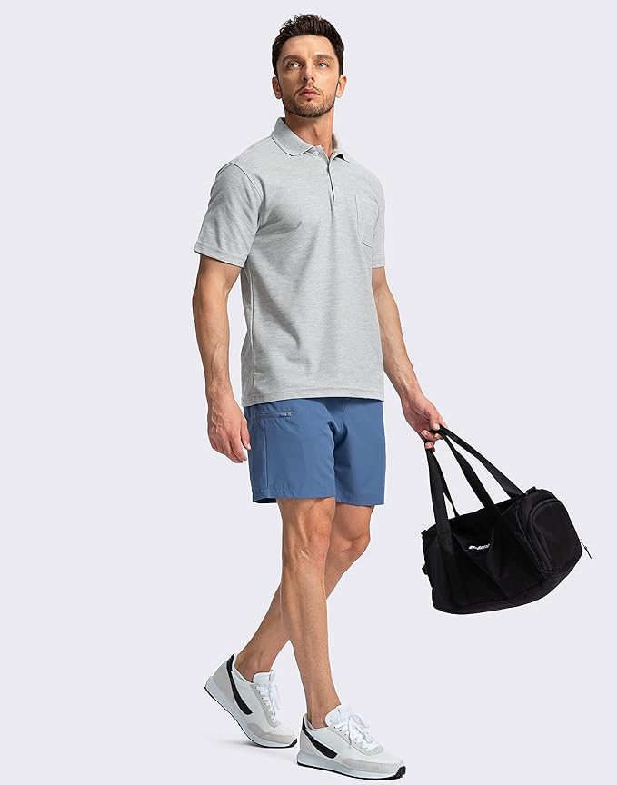 Pinkbomb Men's Golf Shorts with 6 Pockets Stretch Quick Dry Hiking Work Dress Shorts for Men