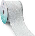 CT CRAFT LLC Glitter Wired Ribbon 2.5" x 10 Yards Silver by CTCRAFTLLC