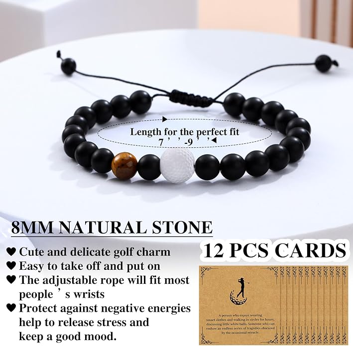 12 Set Sport Adjustable Beaded Bracelets Gifts Football Softball Soccer Volleyball Golf Basketball Hockey Bracelets for Women Men Adjustable Beaded Accessories