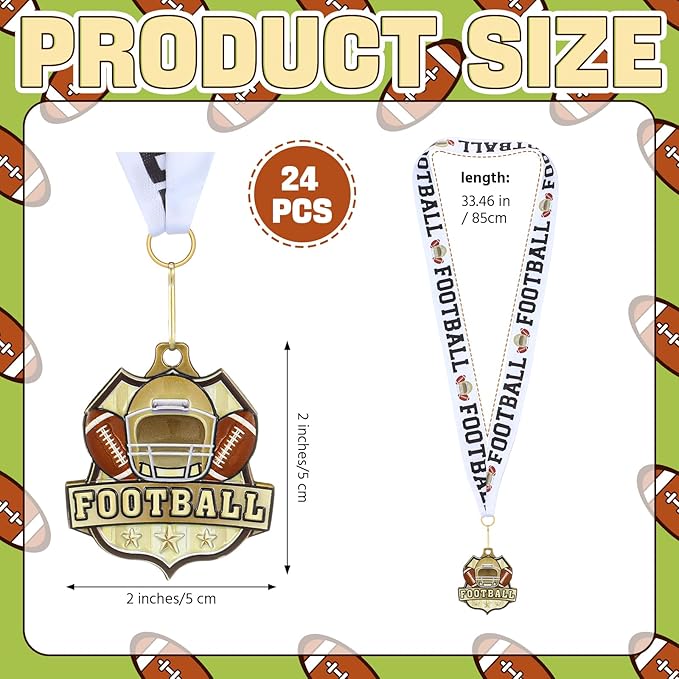 Ecation Medals with Neck Ribbons Soccer Awards Medals Baseball Team Awards Softball T-Ball Flag Football Trophy for Kids Sports Competitions Celebration Gift