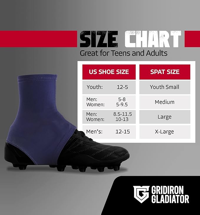 Gridiron Gladiator Cleat Covers - Football Spats - Football Cleat Cover - Cleat Spats for Soccer, Baseball & Softball