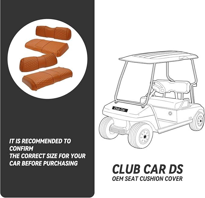 Golf Cart Seat Covers for EZGO TXT Club Car DS Gas or Electric OEM Regular Seat Cushion, No Staple, Golf Cart Vinyl Replacement Seat Cover