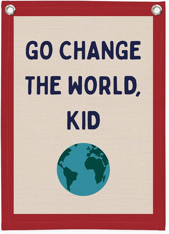 Classroom Decor, Motivational Wall Decor, Go Change the World Kid Linen Canvas by Unknown