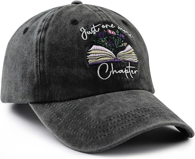 Just One More Chapter Hat for Men Women, Funny Adjustable Cotton Embroidered Book Lover Bookish Baseball Cap