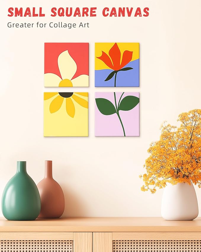 Simetufy Mini Canvas Boards for Painting 12 Pack 4x4inch, Watercolor - Image 2