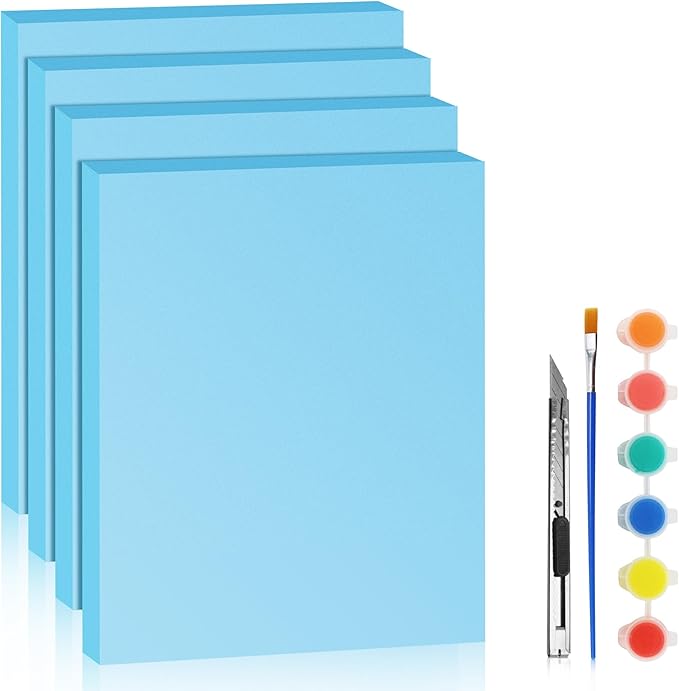 LuckyFoam Blue 4 Pack 15x12x1 inch Foam Sheets 1 Inch Thick Polystyrene by LuckyFoam