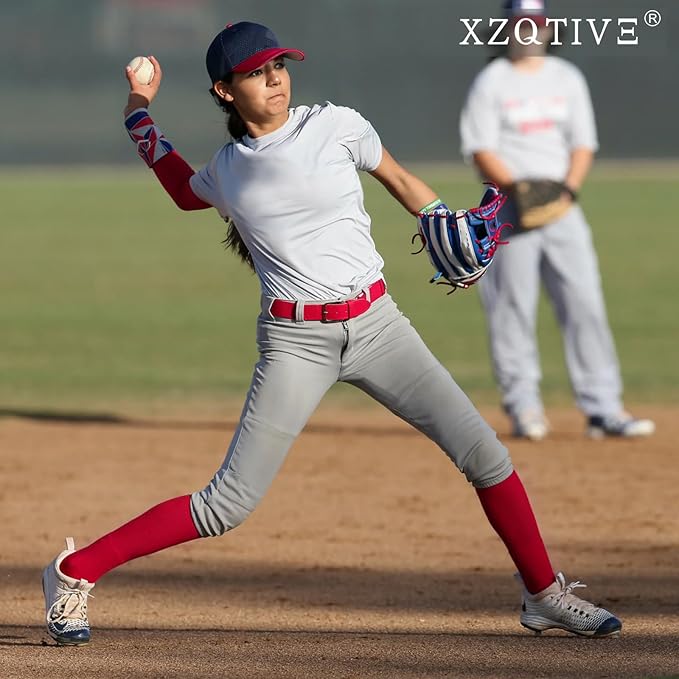 XZQTIVE Baseball Softball Socks and Baseball Softball Belt Combo Set Knee-High Soccer Socks for Kids Youth Adult