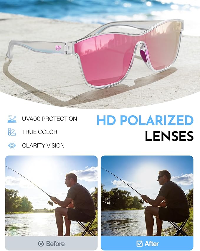 DEAFRAIN Polarized Sunglasses for Men Women - UV400 Protection 21.5g Sport Sun Glasses for Driving Fishing Running Golf